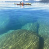 Underwater scene Lake Tahoe Kayakers